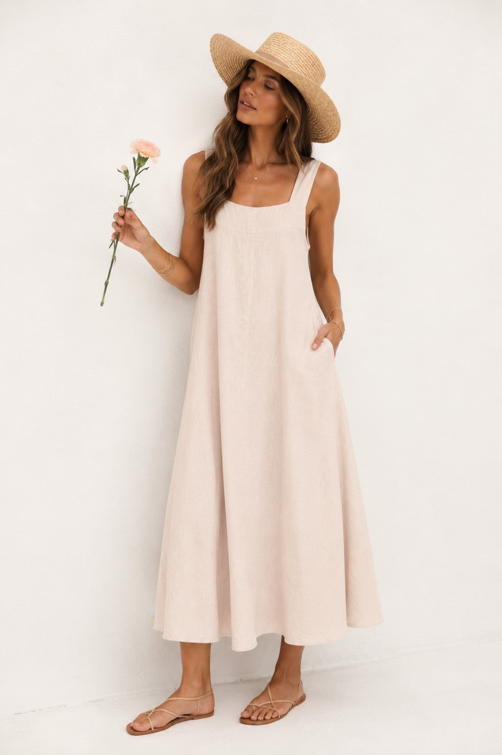 Linen A-Line Maxi Dress