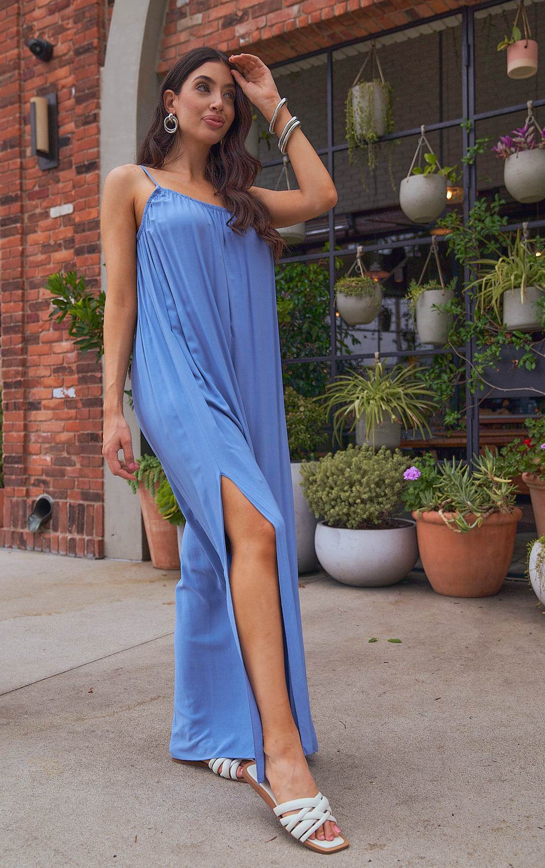 Sleeveless Blue Maxi Dress