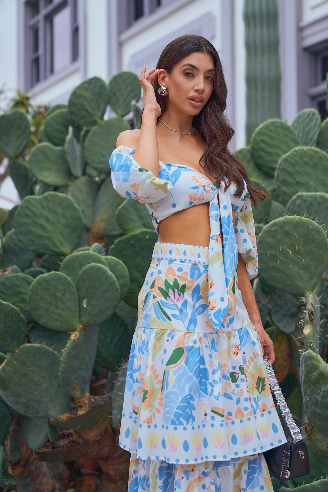 Floral Crop Top and Skirt