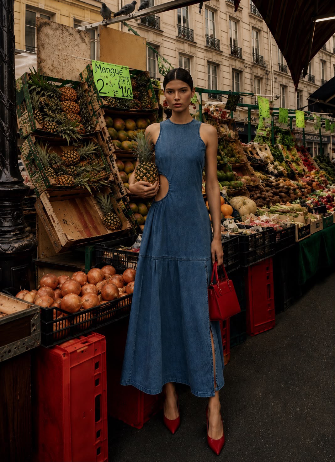 Cutout Denim Dress L / SteelBlue