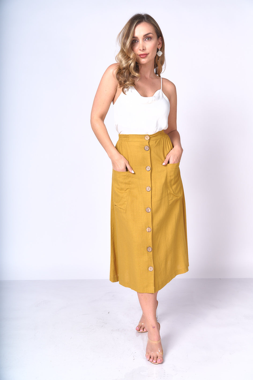 Linen Summer Midi Skirt
