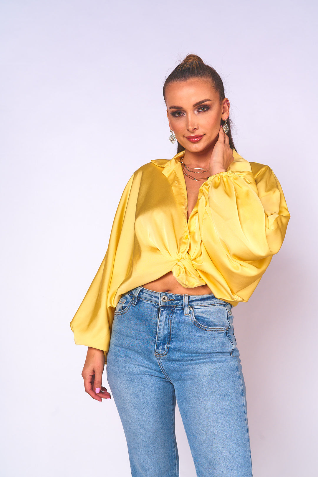 Butterfly Sleeve Satin Top