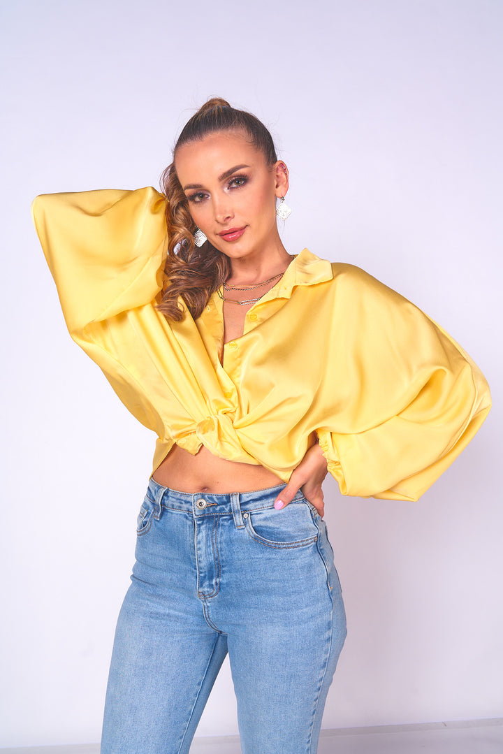 Butterfly Sleeve Satin Top