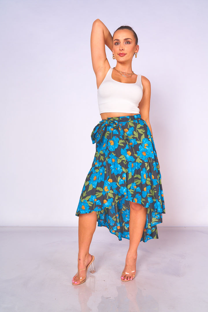 Wraparound Floral Print Skirt