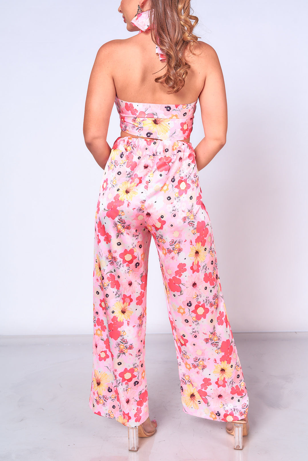 Floral Printed Scarf Top and Pants Set