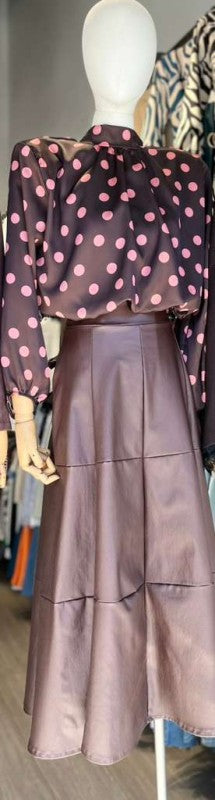 Polka Dots Satin Mock neckline