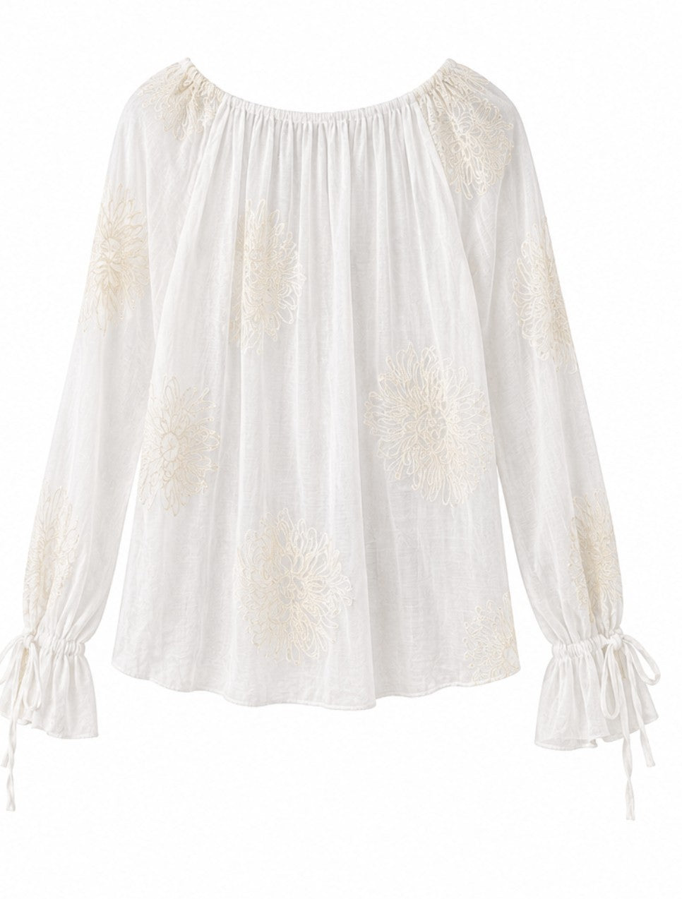 Embroidered Ruffle Blouse