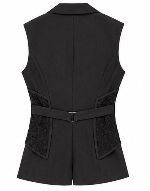 Lace Corset Vest & Wide-Leg Trouser Suit