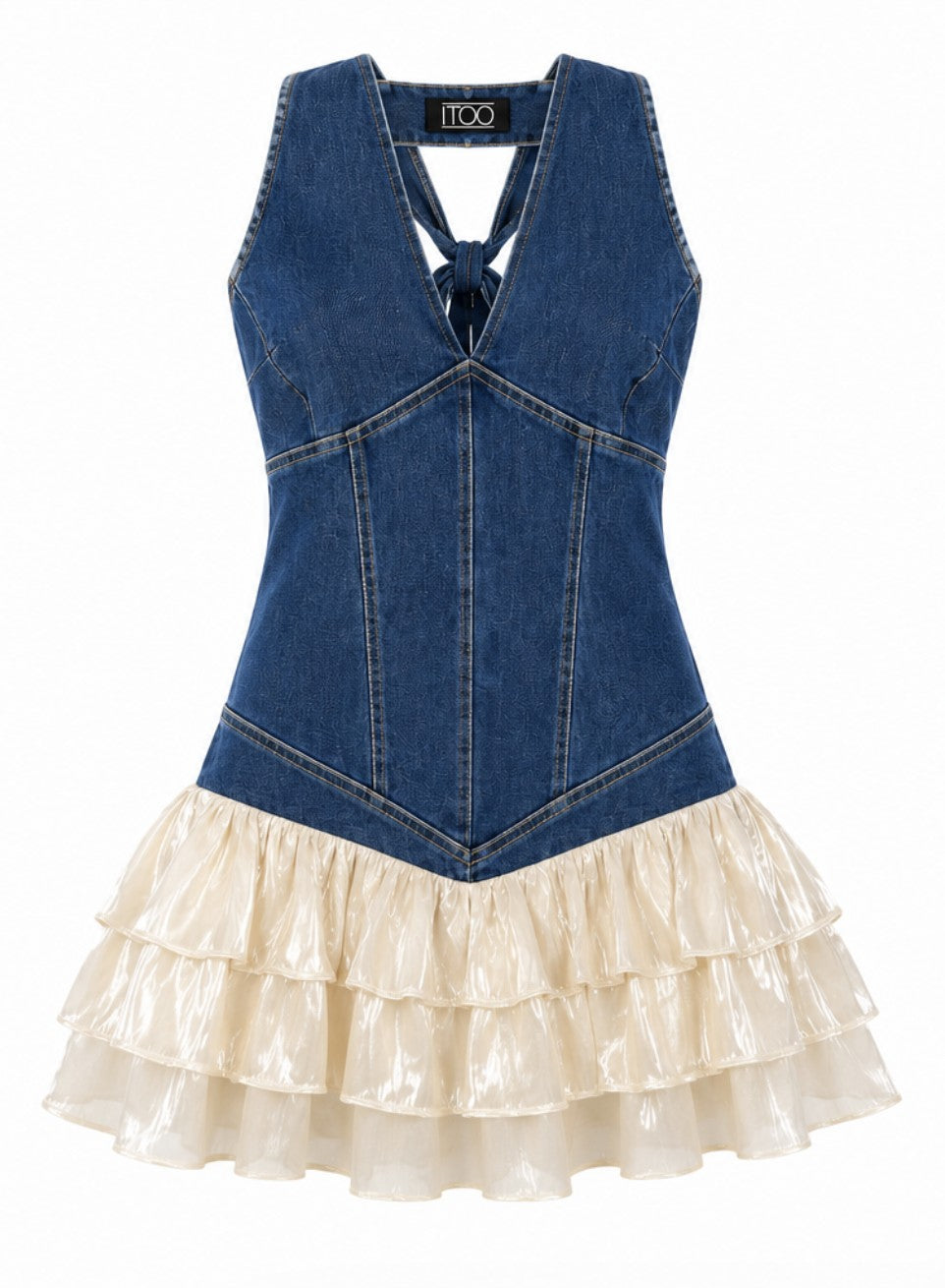 Denim Halter Mini Dress
