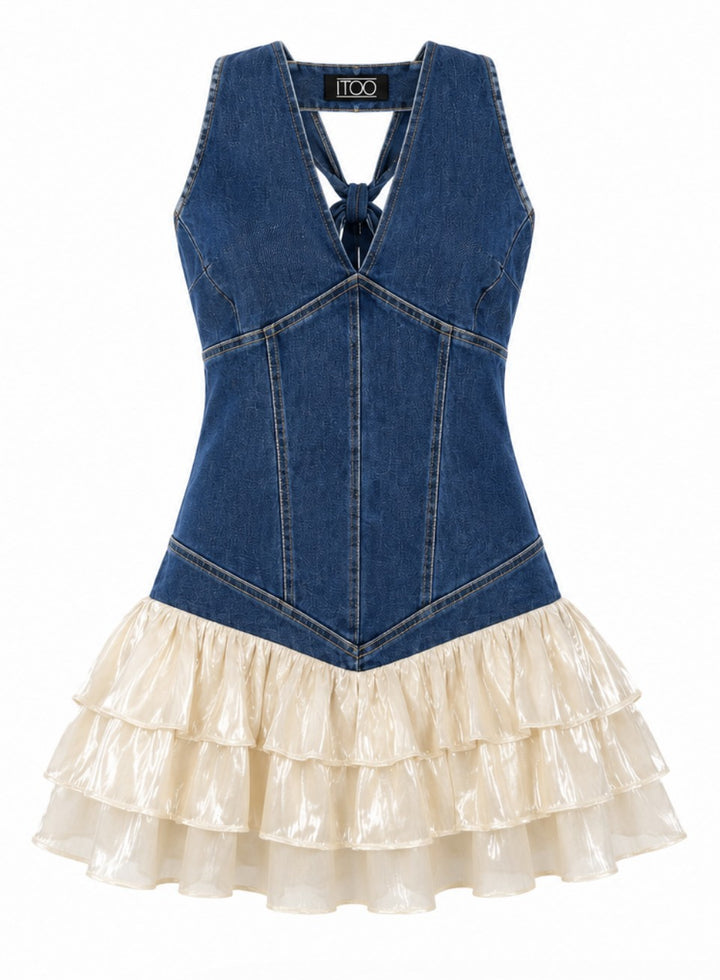 Denim Halter Mini Dress