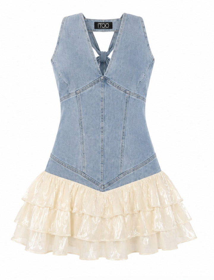 Denim Halter Mini Dress