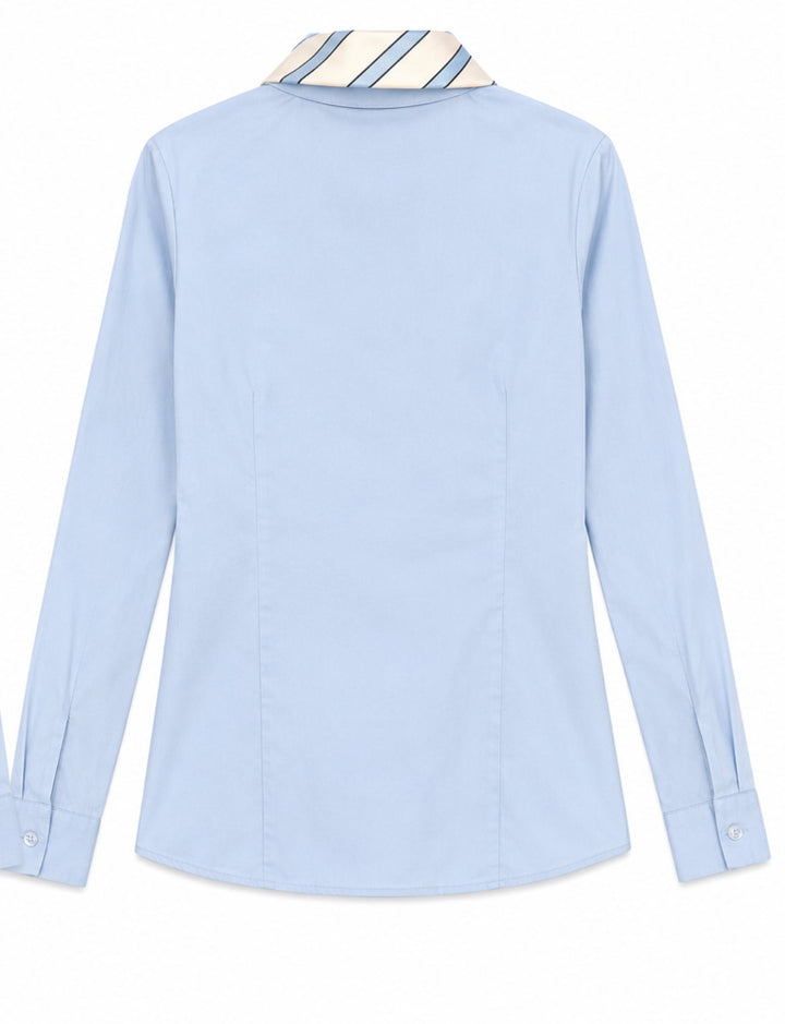 Scarf Collar Button-Up Shirt