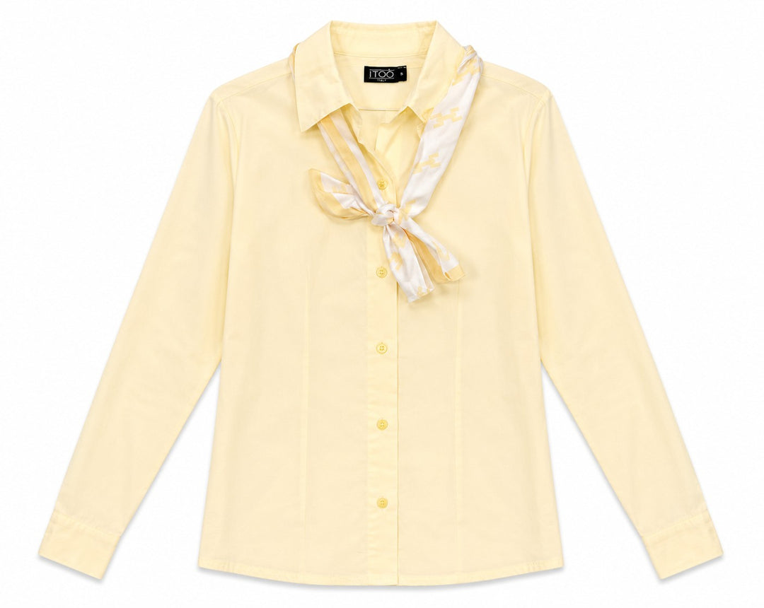 Scarf Collar Button-Up Shirt