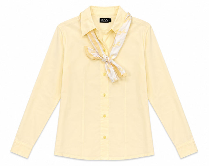 Scarf Collar Button-Up Shirt