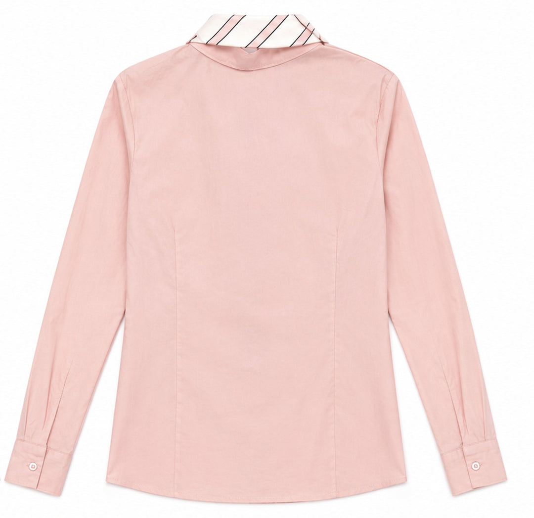 Scarf Collar Button-Up Shirt