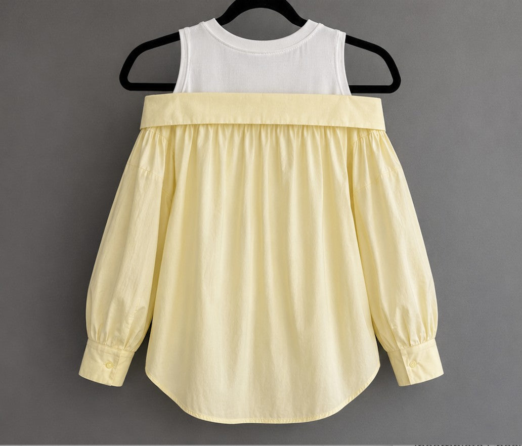 Off-Shoulder Oversized Cotton Shirt