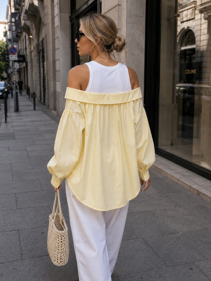Off-Shoulder Oversized Cotton Shirt
