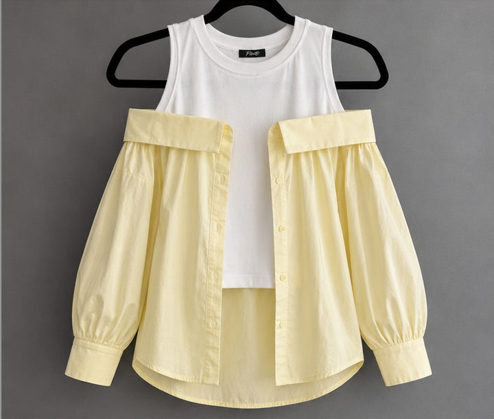 Off-Shoulder Oversized Cotton Shirt