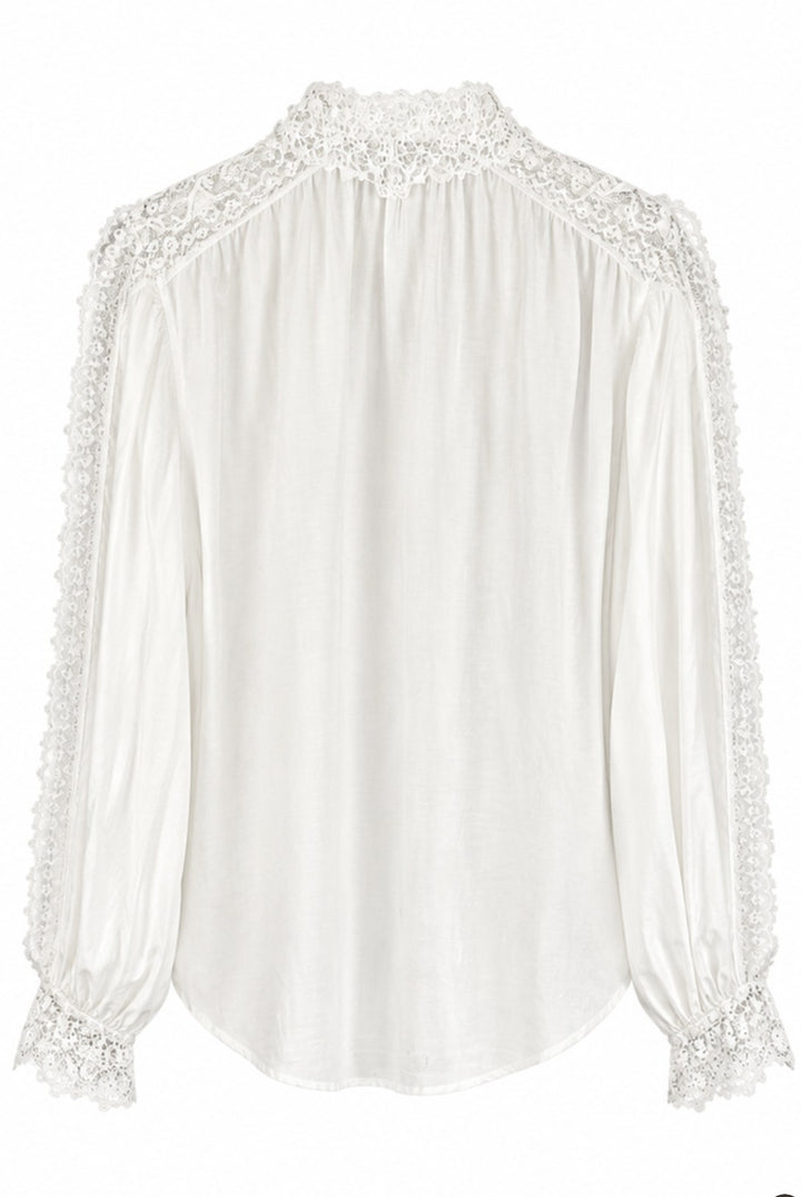 Vintage Style Lace Button-Up Blouse