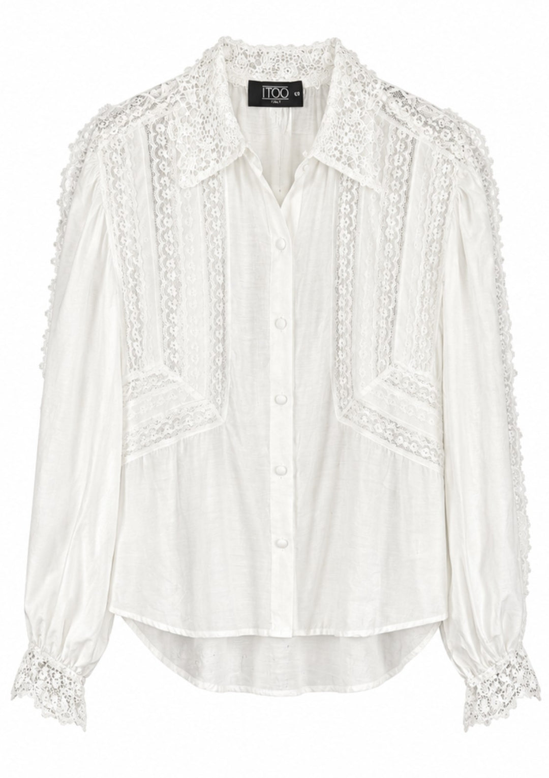 Vintage Style Lace Button-Up Blouse