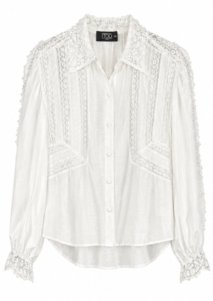 Vintage Style Lace Button-Up Blouse