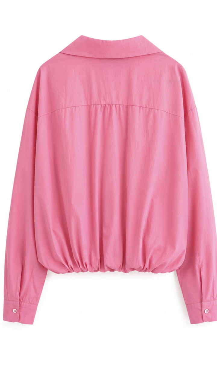Layered Lace Trim Bubble Hem Shirt