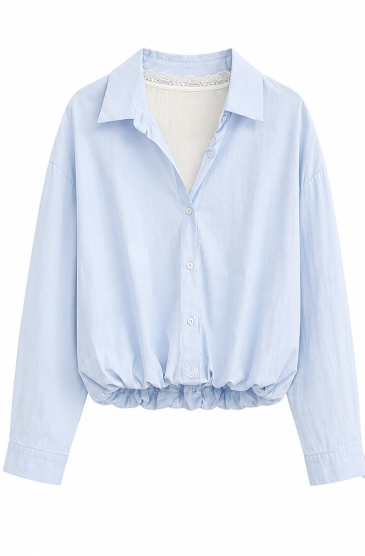 Layered Lace Trim Bubble Hem Shirt