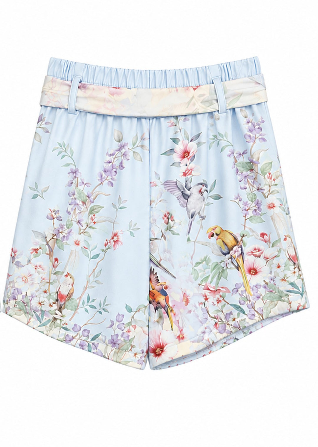Satin Bird Print Shorts