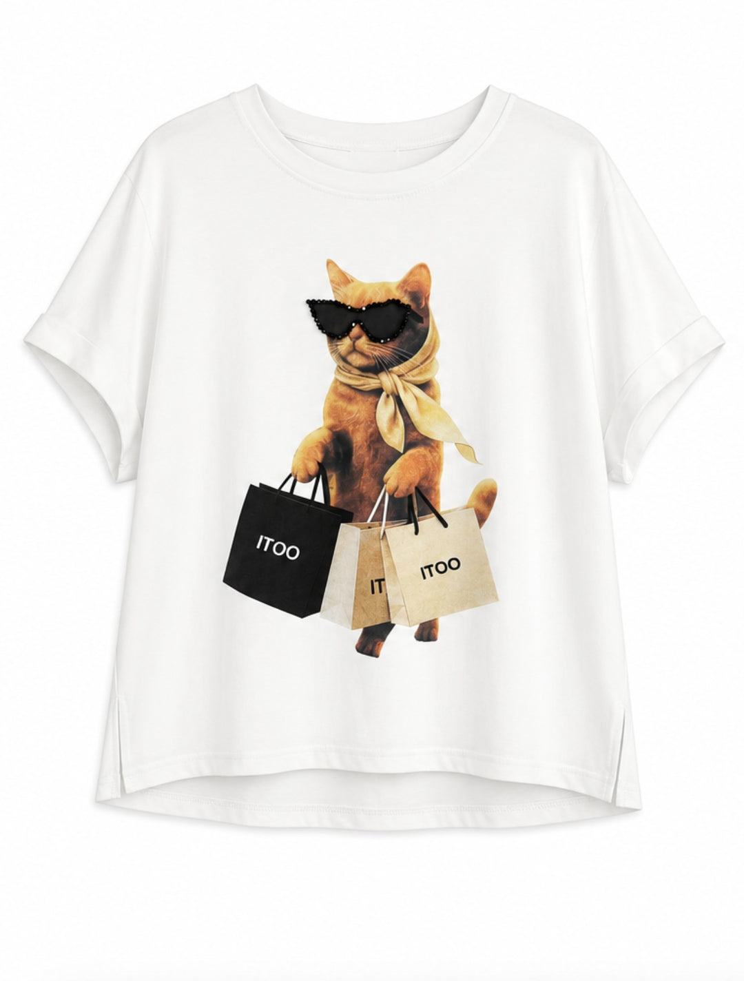 Shopping Cat Graphic T-Shirt