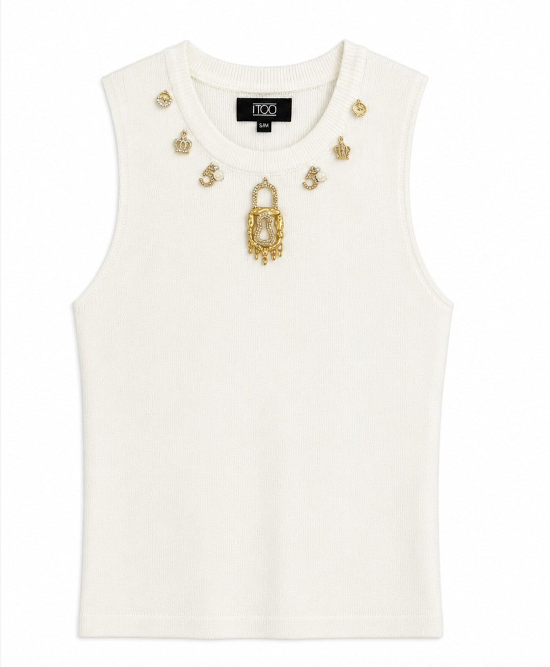 Charm Embellished Knit Tank