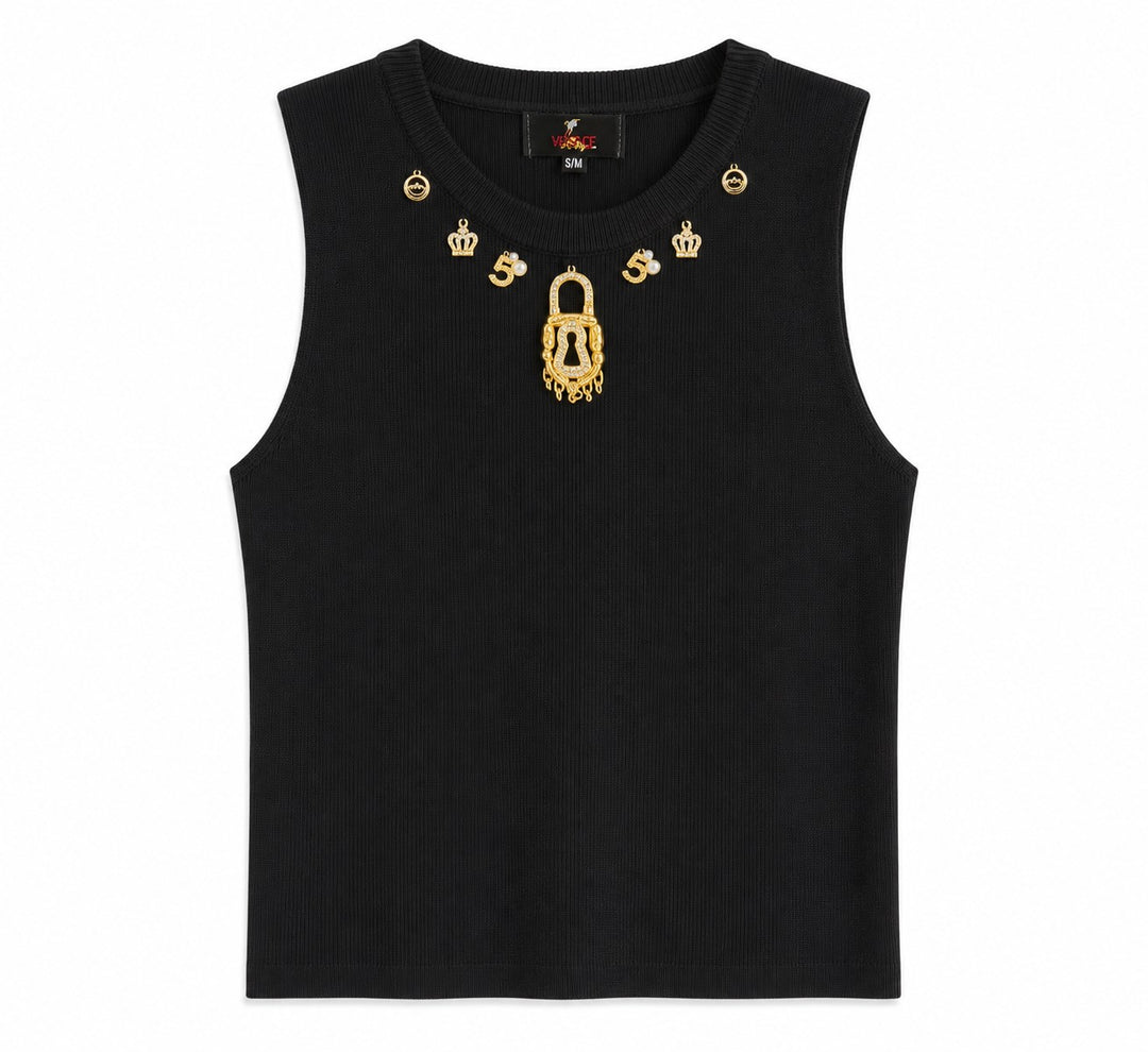 Charm Embellished Knit Tank