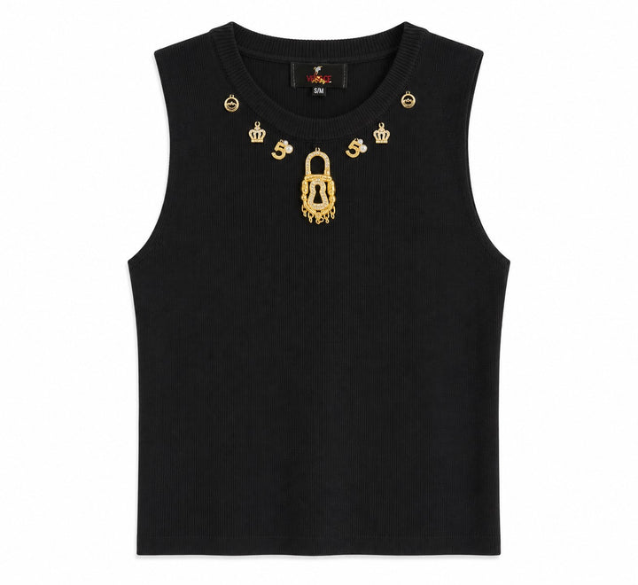 Charm Embellished Knit Tank