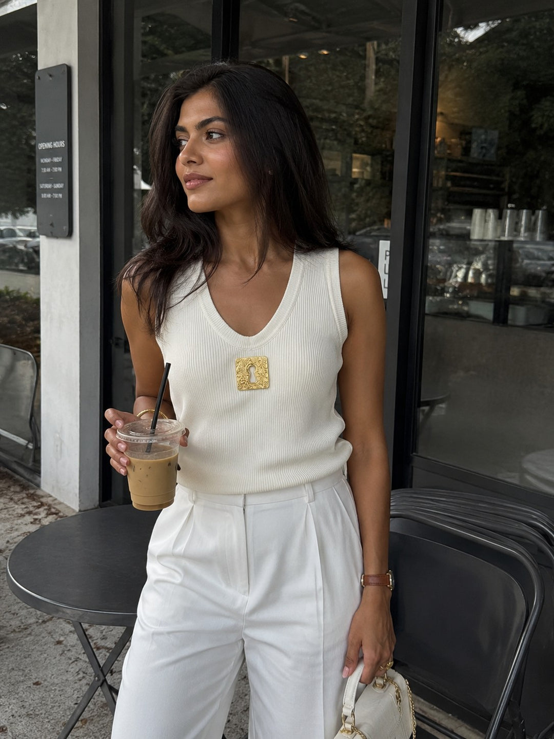 Ribbed Knit Charm Tank Top