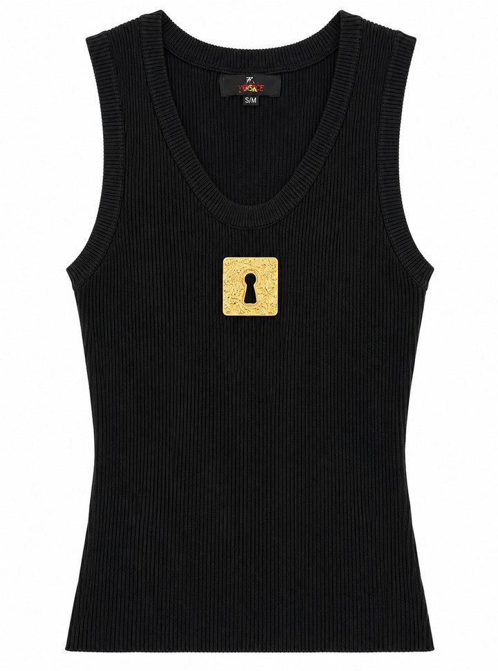 Ribbed Knit Charm Tank Top