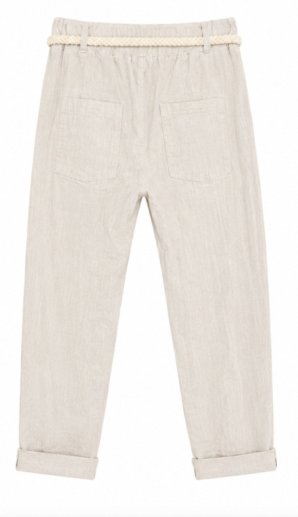 Sequin Patch Linen Blend Pants