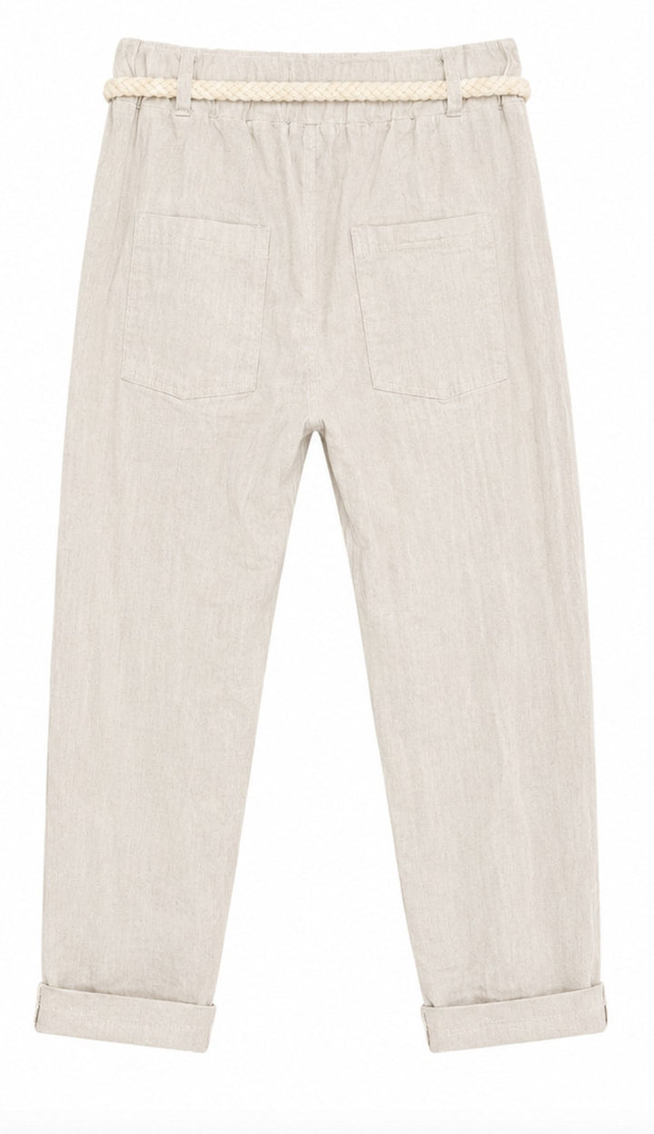 Sequin Patch Linen Blend Pants