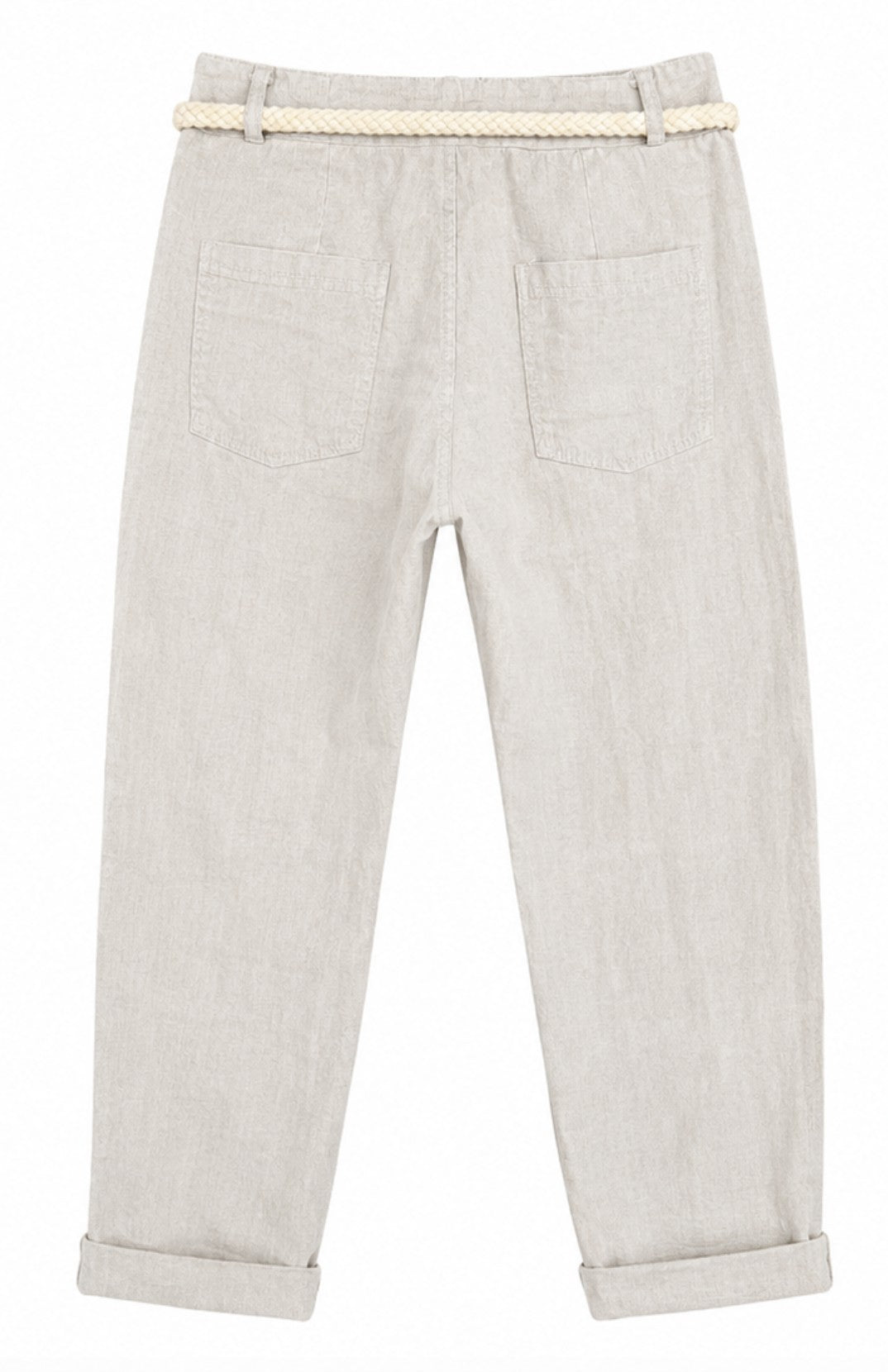 Sequin Patch Linen Blend Pants