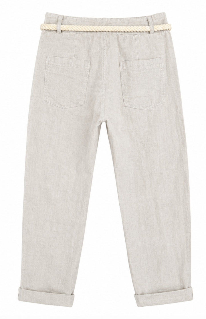 Sequin Patch Linen Blend Pants