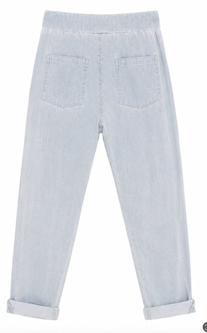 Graphic Drawstring Denim Jogger Pants