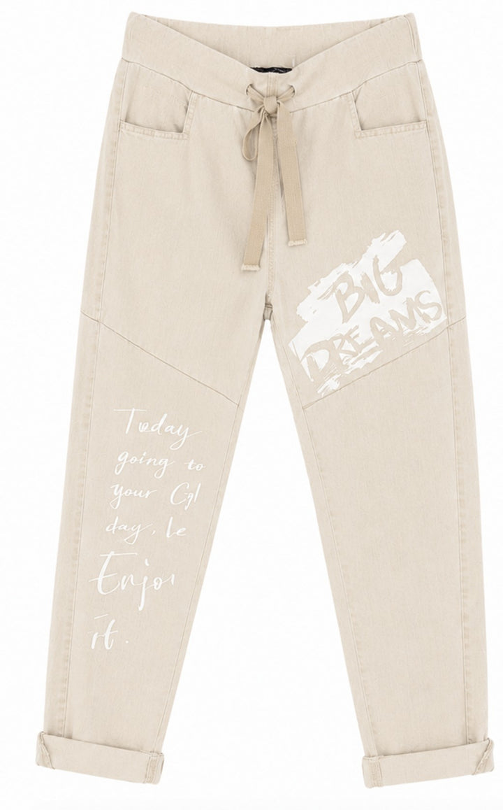 Graphic Drawstring Denim Jogger Pants