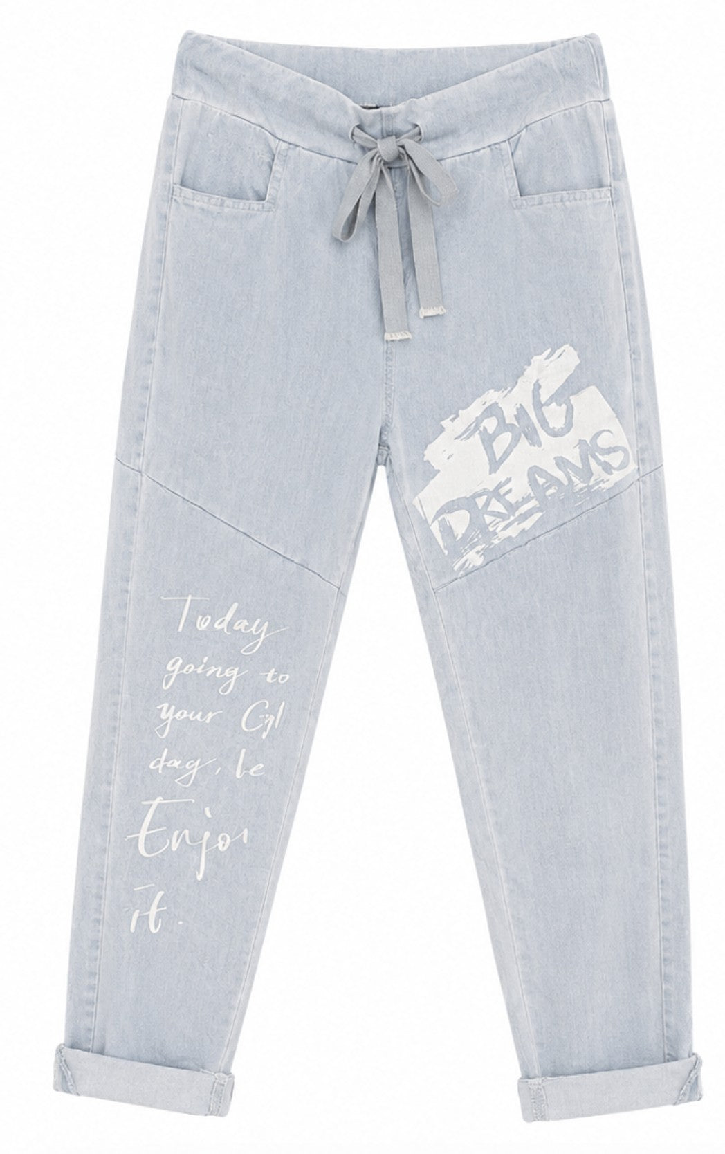 Graphic Drawstring Denim Jogger Pants