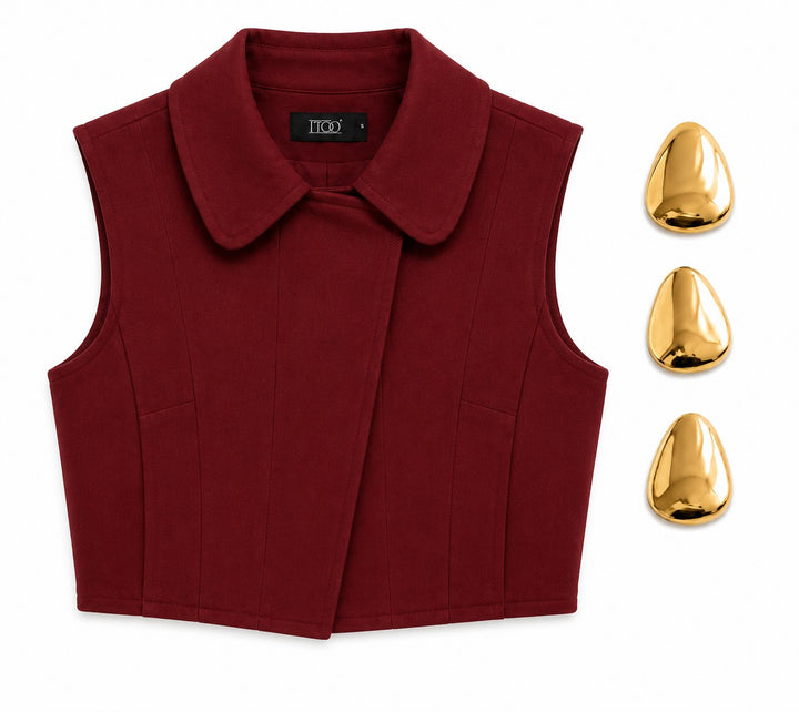 Golden Detail Vest & Skort Set