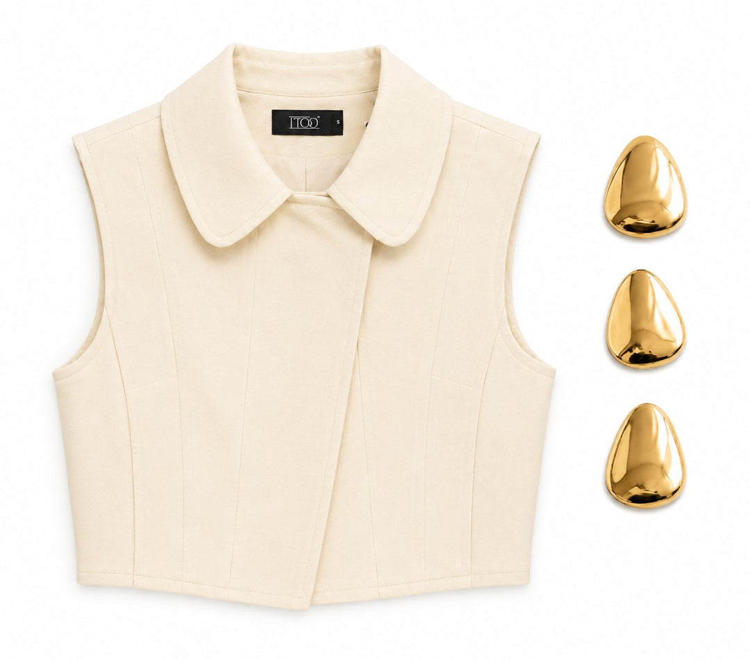Golden Detail Vest & Skort Set