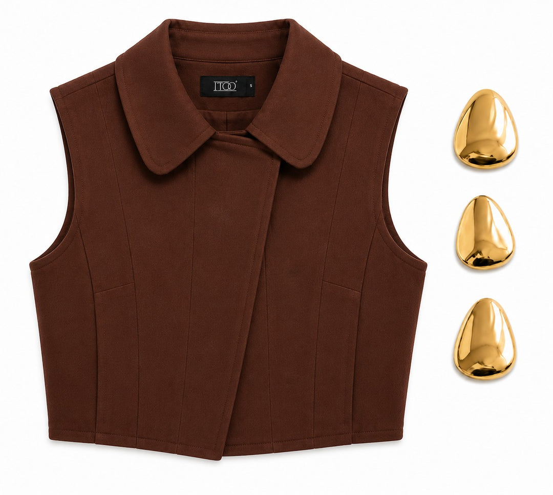Golden Detail Vest & Skort Set