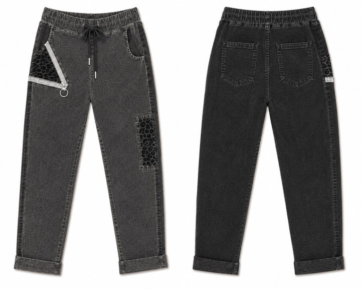 Leopard Accent Drawstring Jogger Pants