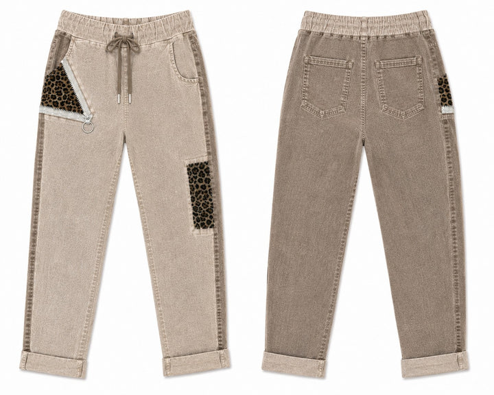Leopard Accent Drawstring Jogger Pants