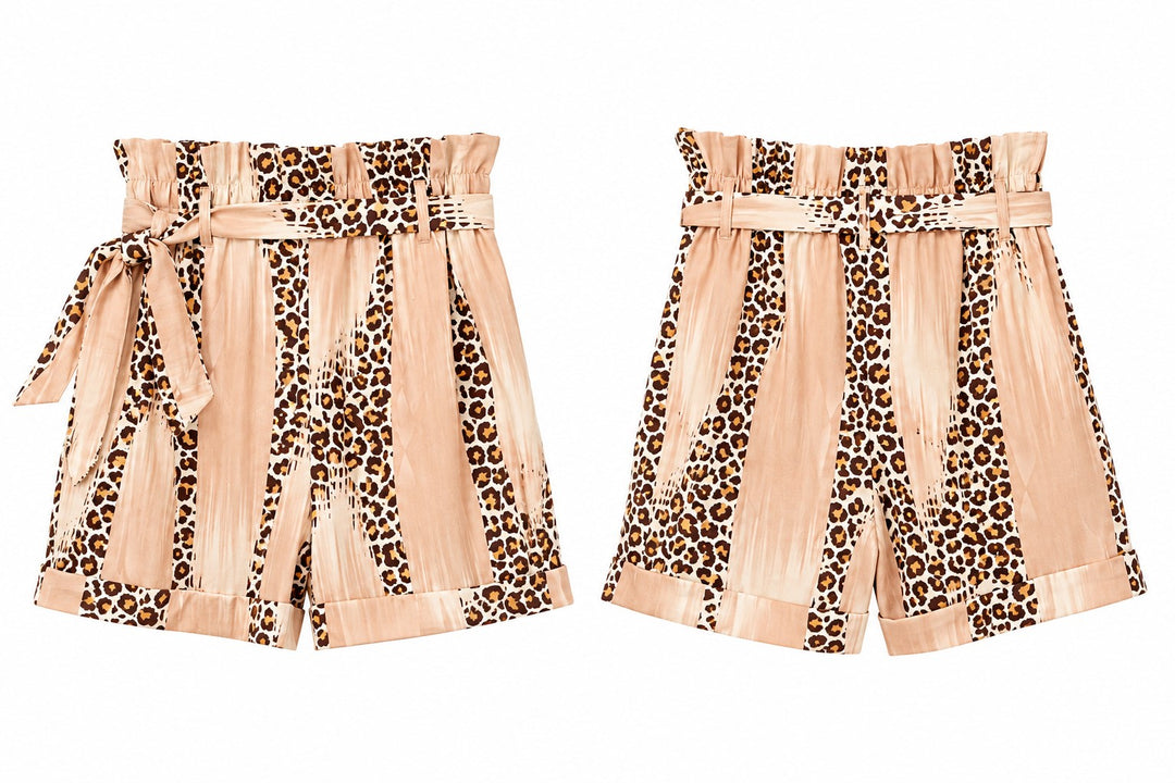 Leopard Print Paperbag Shorts