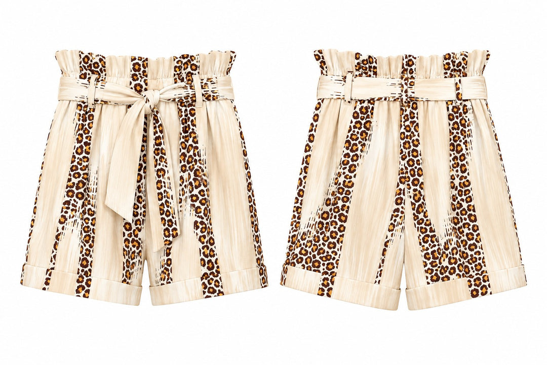 Leopard Print Paperbag Shorts