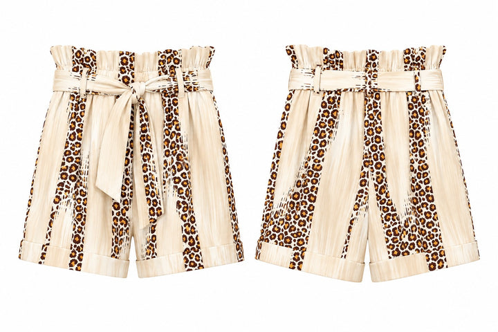 Leopard Print Paperbag Shorts