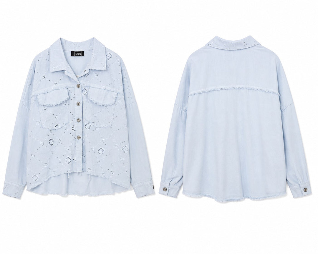 Eyelet Embroidered Oversized Shirt